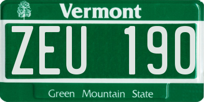 VT license plate ZEU190