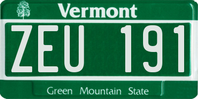 VT license plate ZEU191