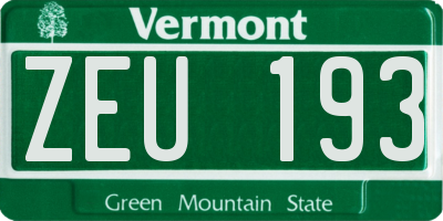 VT license plate ZEU193