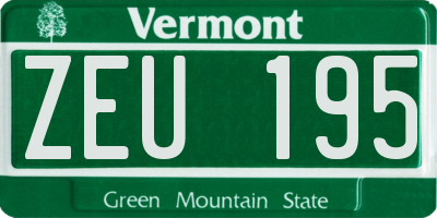 VT license plate ZEU195