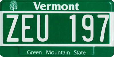 VT license plate ZEU197