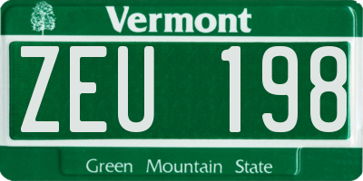 VT license plate ZEU198