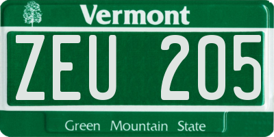 VT license plate ZEU205