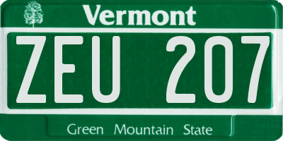 VT license plate ZEU207