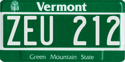 VT license plate ZEU212