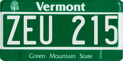VT license plate ZEU215