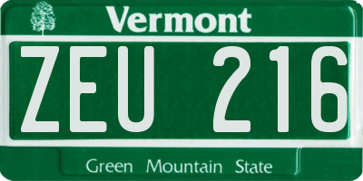 VT license plate ZEU216