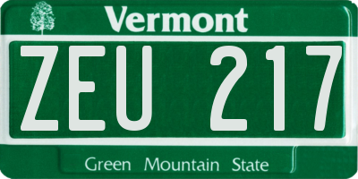 VT license plate ZEU217