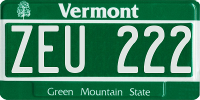 VT license plate ZEU222