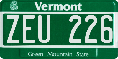 VT license plate ZEU226