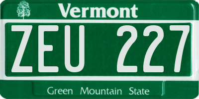 VT license plate ZEU227