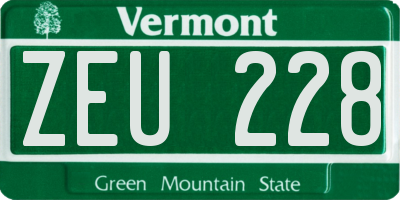 VT license plate ZEU228