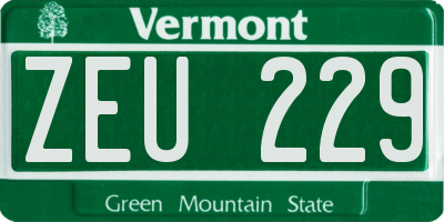 VT license plate ZEU229
