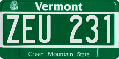 VT license plate ZEU231