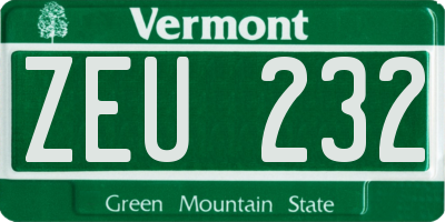 VT license plate ZEU232