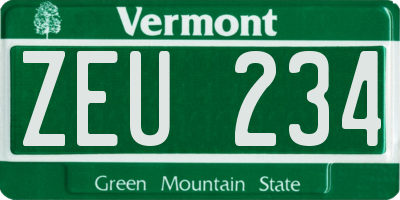 VT license plate ZEU234
