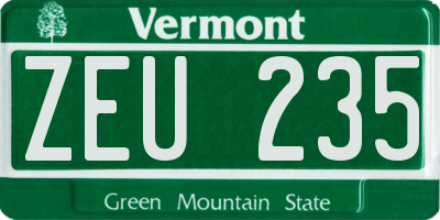 VT license plate ZEU235