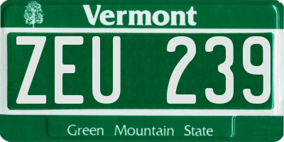 VT license plate ZEU239