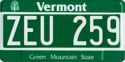 VT license plate ZEU259