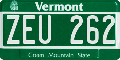 VT license plate ZEU262