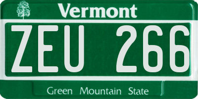 VT license plate ZEU266
