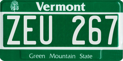 VT license plate ZEU267