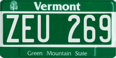 VT license plate ZEU269