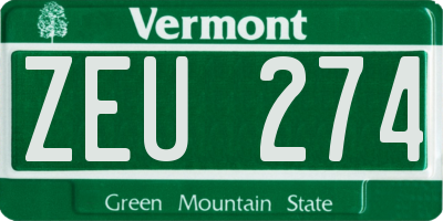 VT license plate ZEU274