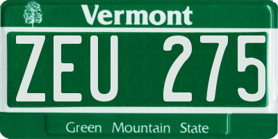 VT license plate ZEU275
