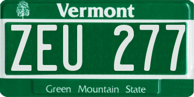 VT license plate ZEU277