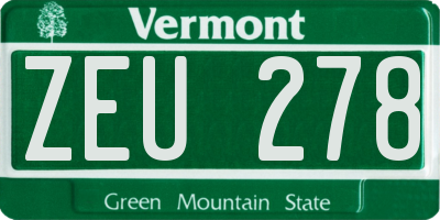 VT license plate ZEU278