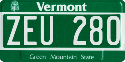 VT license plate ZEU280