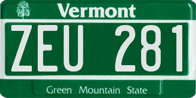 VT license plate ZEU281