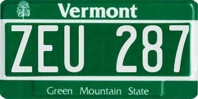VT license plate ZEU287