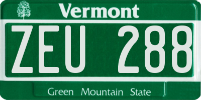 VT license plate ZEU288