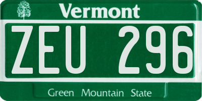 VT license plate ZEU296