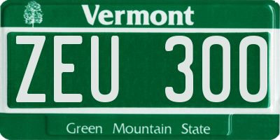 VT license plate ZEU300