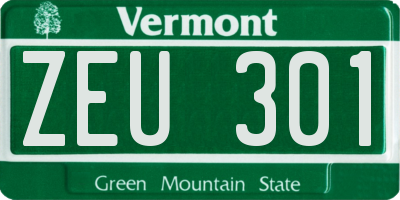 VT license plate ZEU301