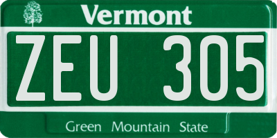 VT license plate ZEU305