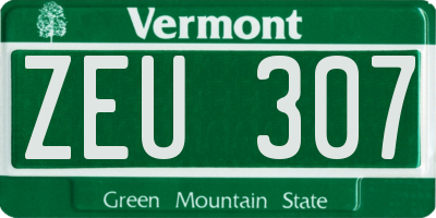 VT license plate ZEU307
