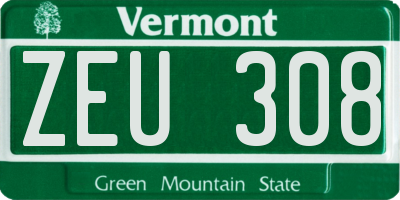 VT license plate ZEU308