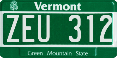 VT license plate ZEU312