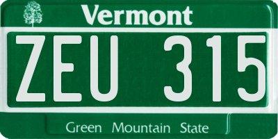 VT license plate ZEU315