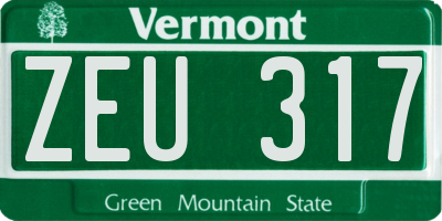 VT license plate ZEU317