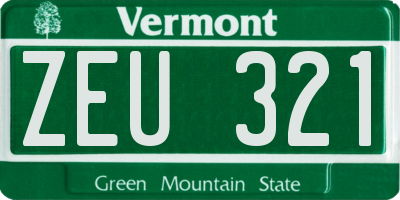 VT license plate ZEU321