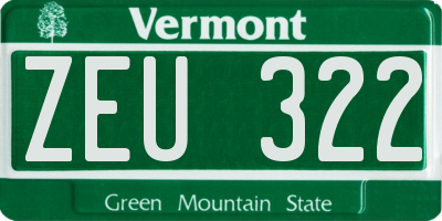 VT license plate ZEU322