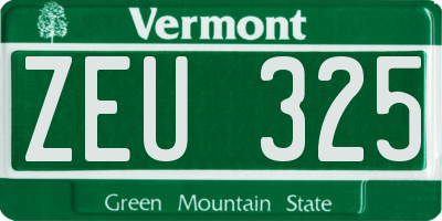 VT license plate ZEU325