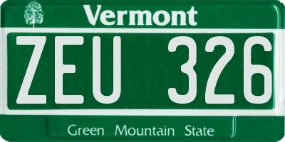 VT license plate ZEU326