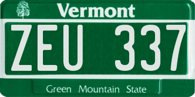VT license plate ZEU337