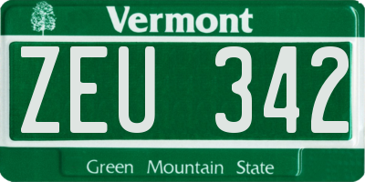 VT license plate ZEU342